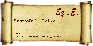 Szarvák Erika névjegykártya