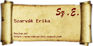 Szarvák Erika névjegykártya